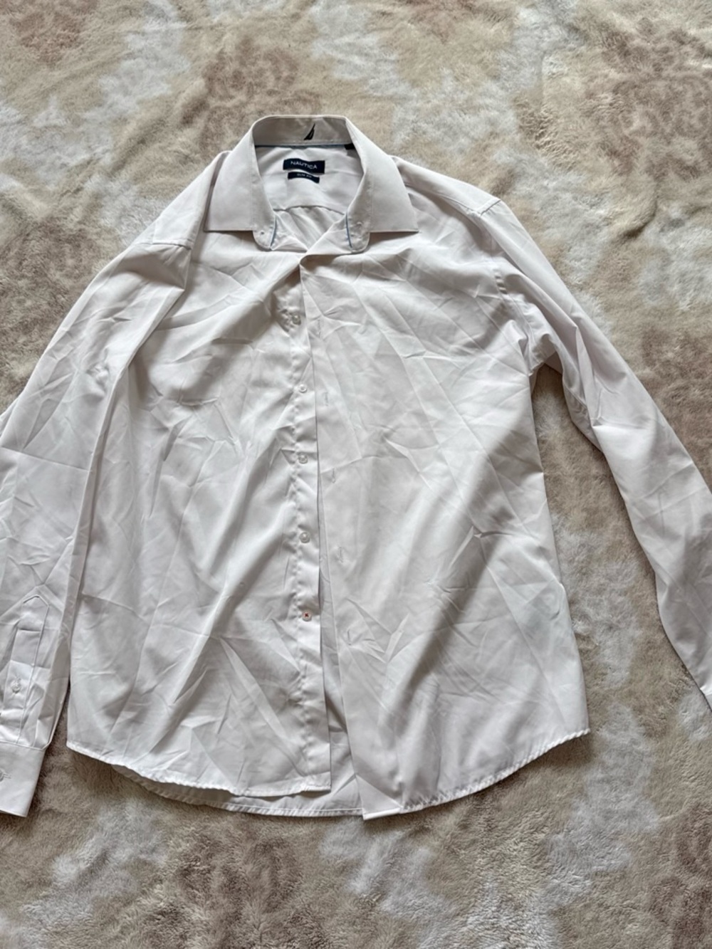 Nautica Men's White Long-Sleeve Dress Shirt Slim Fit